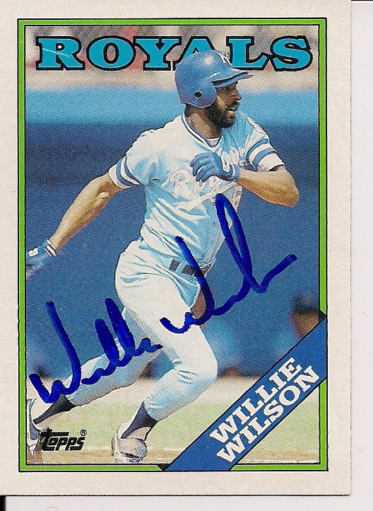 Auotgraphed Willie Wilson Kansas City Royals 1988 Topps Card