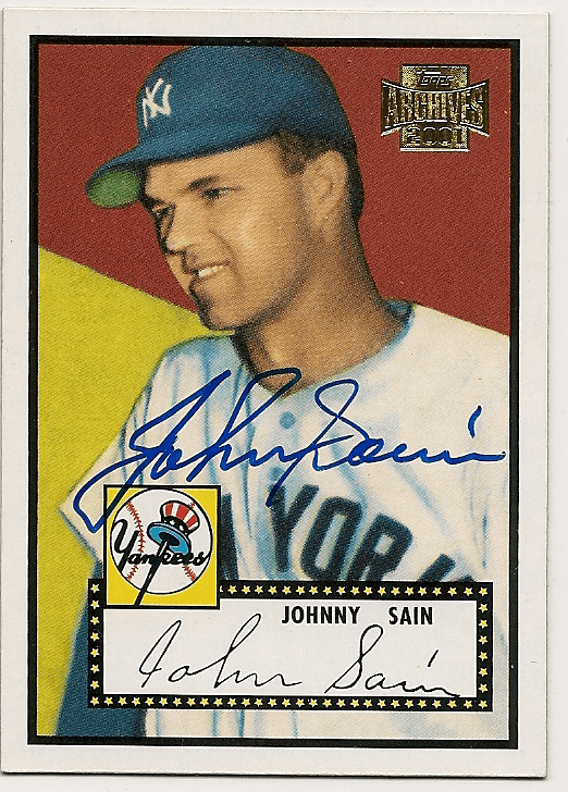 JOHNNY SAIN Autographed 2001 Topps Archive Card