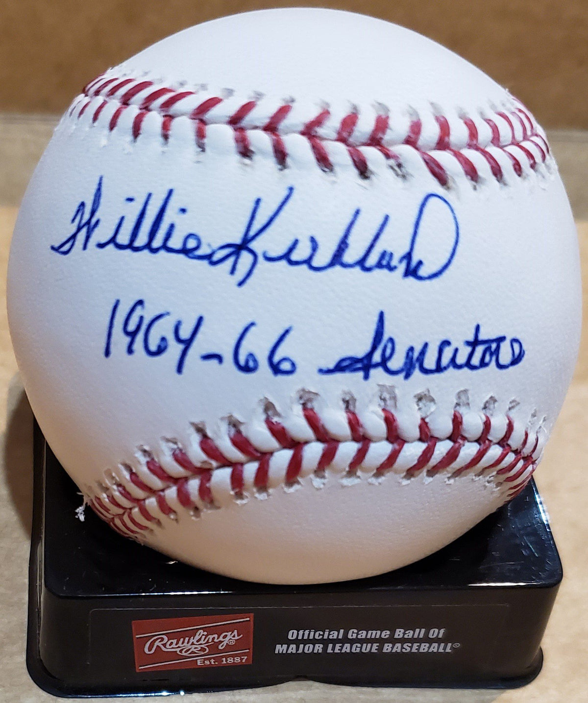 Autographed WILLIE KIRKLAND "1964-66 Senators" Official Major League Baseball