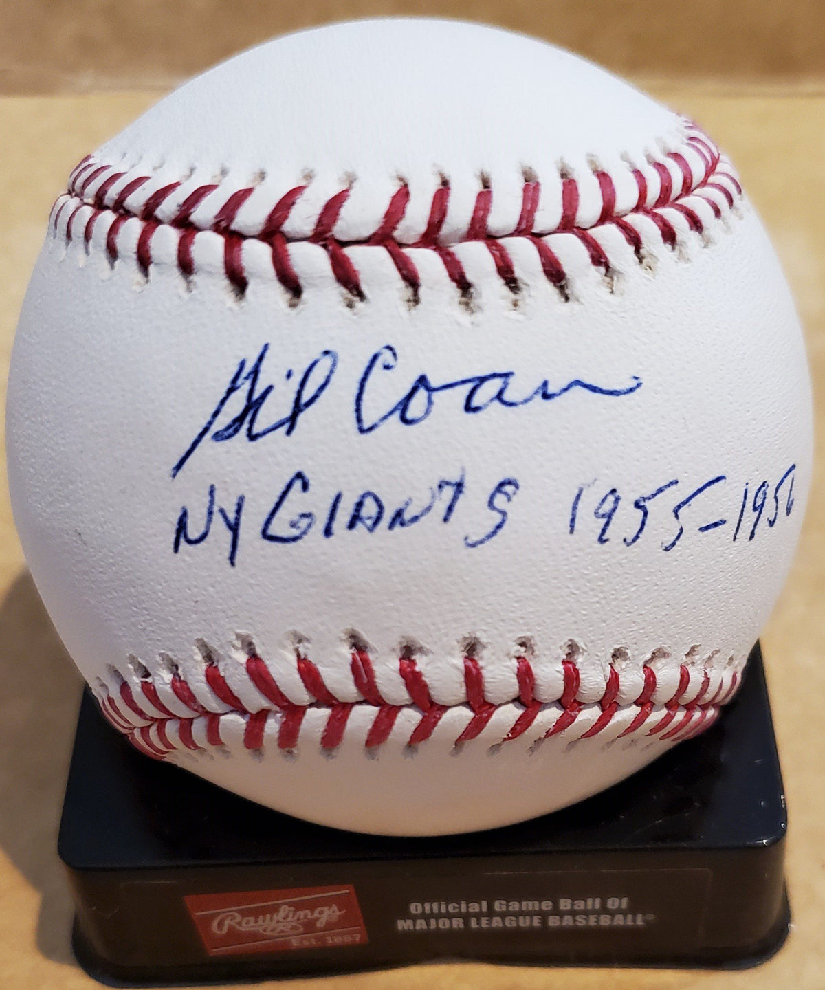 Autographed GIL COAN  "NY Giants1955-56" Official Major League Baseball