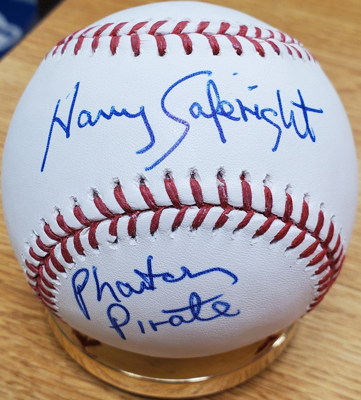 Autographed HARRY SAFERIGHT "Phantom Pirate" Official Major League Baseball