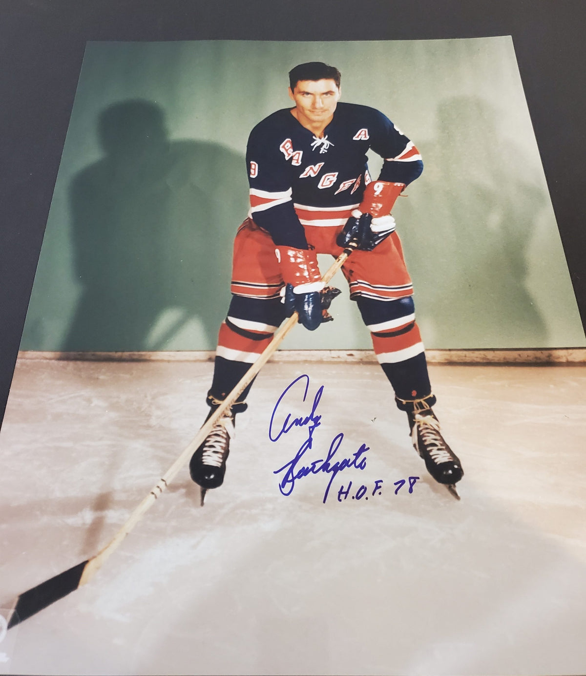 Autographed ANDY BATHGATE 11X14 NY RANGERS Photo