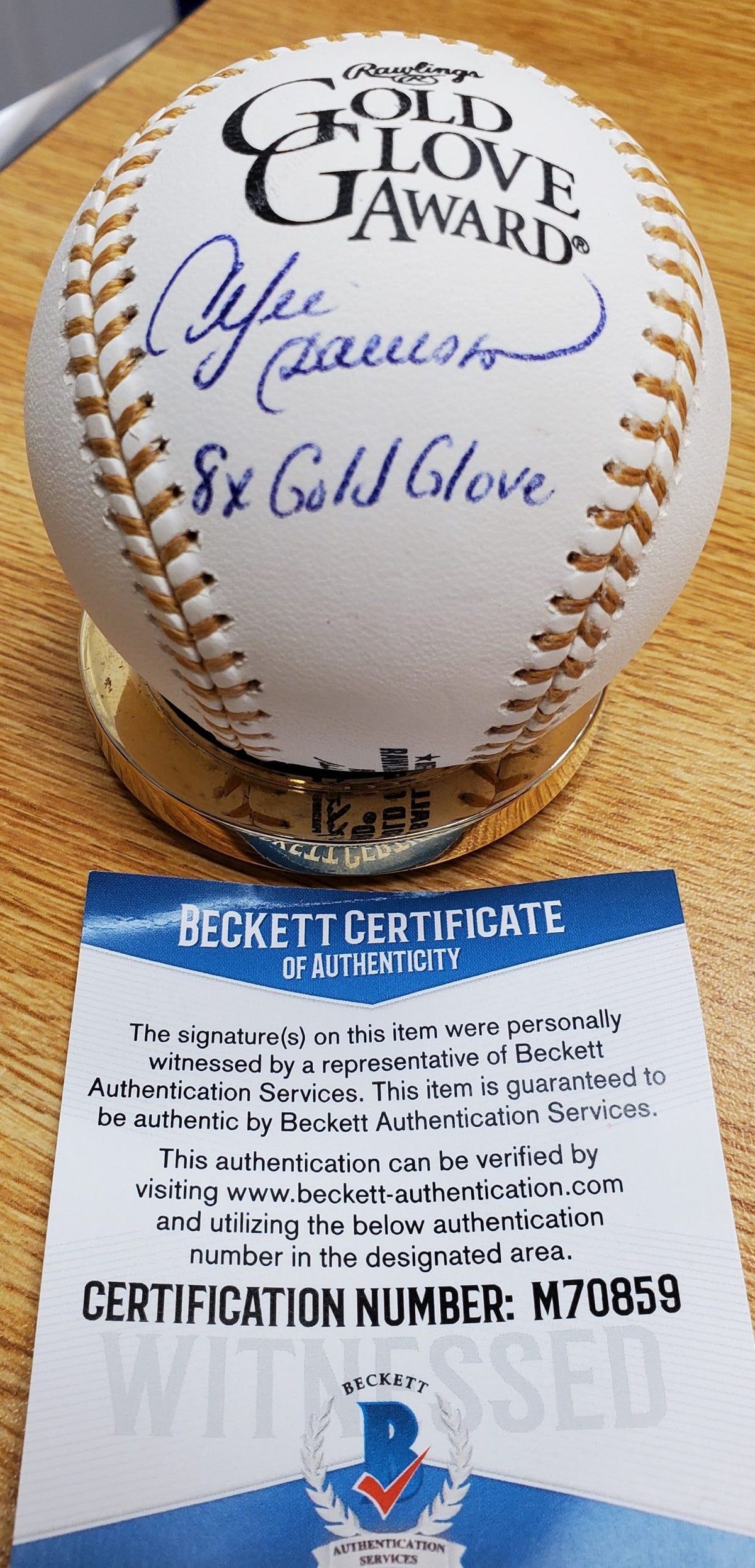 Autographed ANDRE DAWSON "8X GG" Official Rawlings Gold Glove Major League Baseball Beckett COA