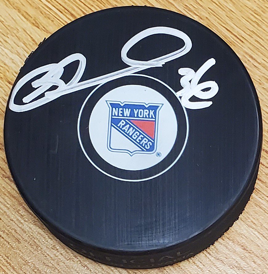 Autographed MATTHEW BARNABY New York Rangers Hockey Puck