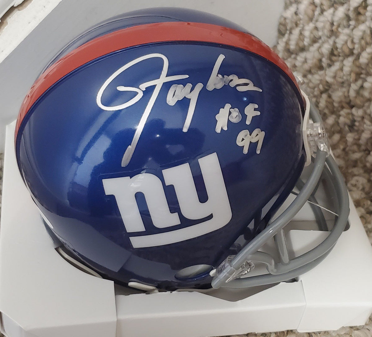 Autographed LAWRENCE TAYLOR HOF 99 New York Giants Mini Helmet with JSA COA