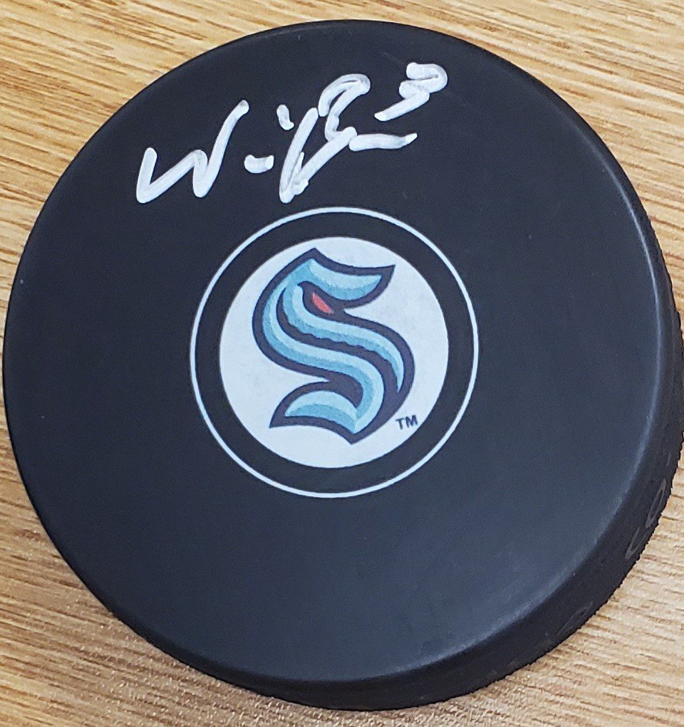 Autographed WILL BORGEN Seattle Kraken Hockey Puck