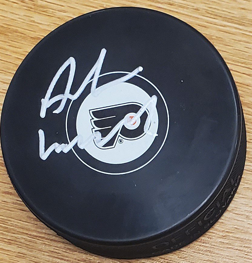Autographed ALAIN VIGNEAULT Philadelphia Flyers Hockey Puck