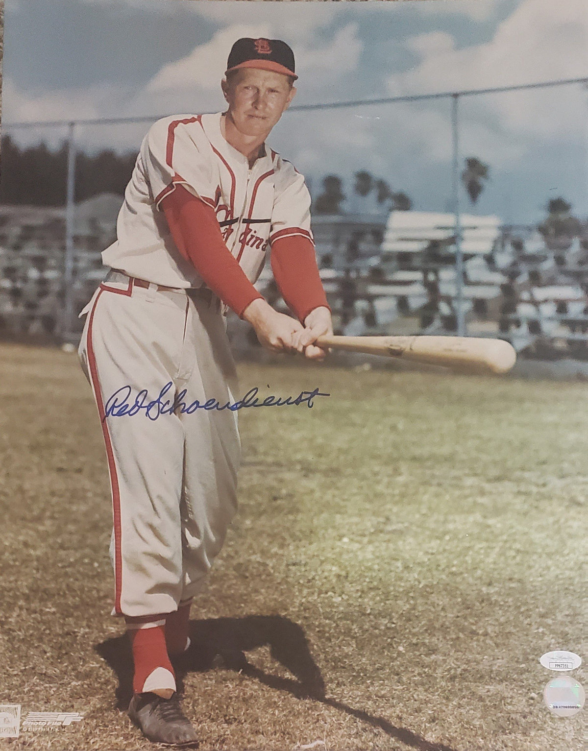 Autographed Red Schoendienst St. Louis Cardinals 16x20 Photo with JSA COA