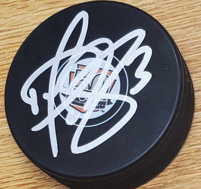 AUTOGRAPHED DAN MCGILLIS Philadelphia Flyers 50th Anniversary Hockey Puck