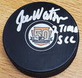 Autographed JOE WATSON Philadelphia Flyers 50th Anniversary Hockey Puck