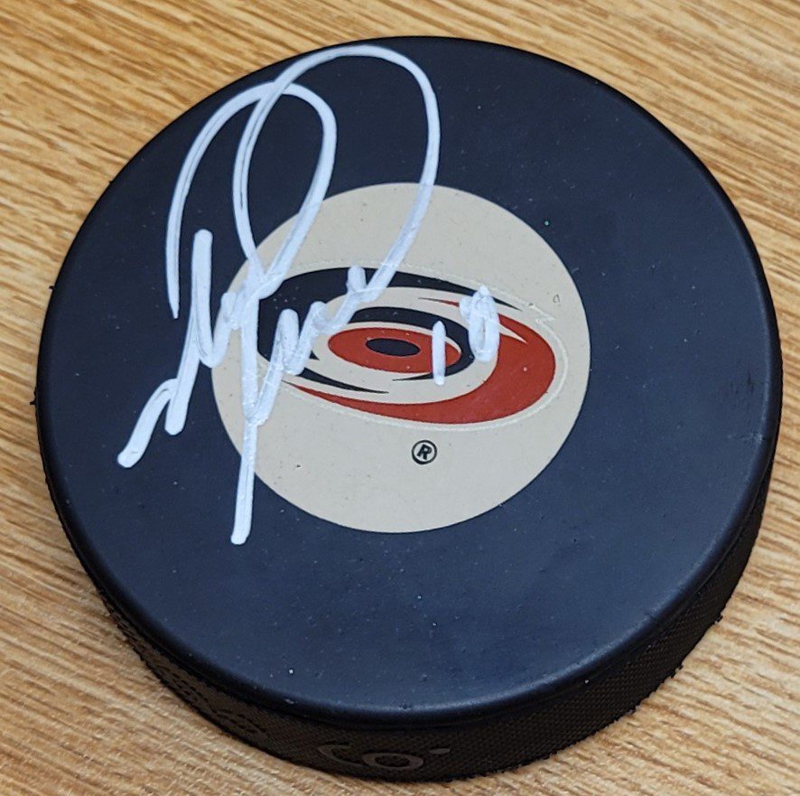 AUTOGRAPHED Mark Recchi  Carolina Hurricanes Hockey Puck