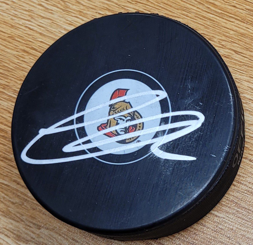 Autographed THOMAS CHABOT Ottawa Senators Hockey Puck