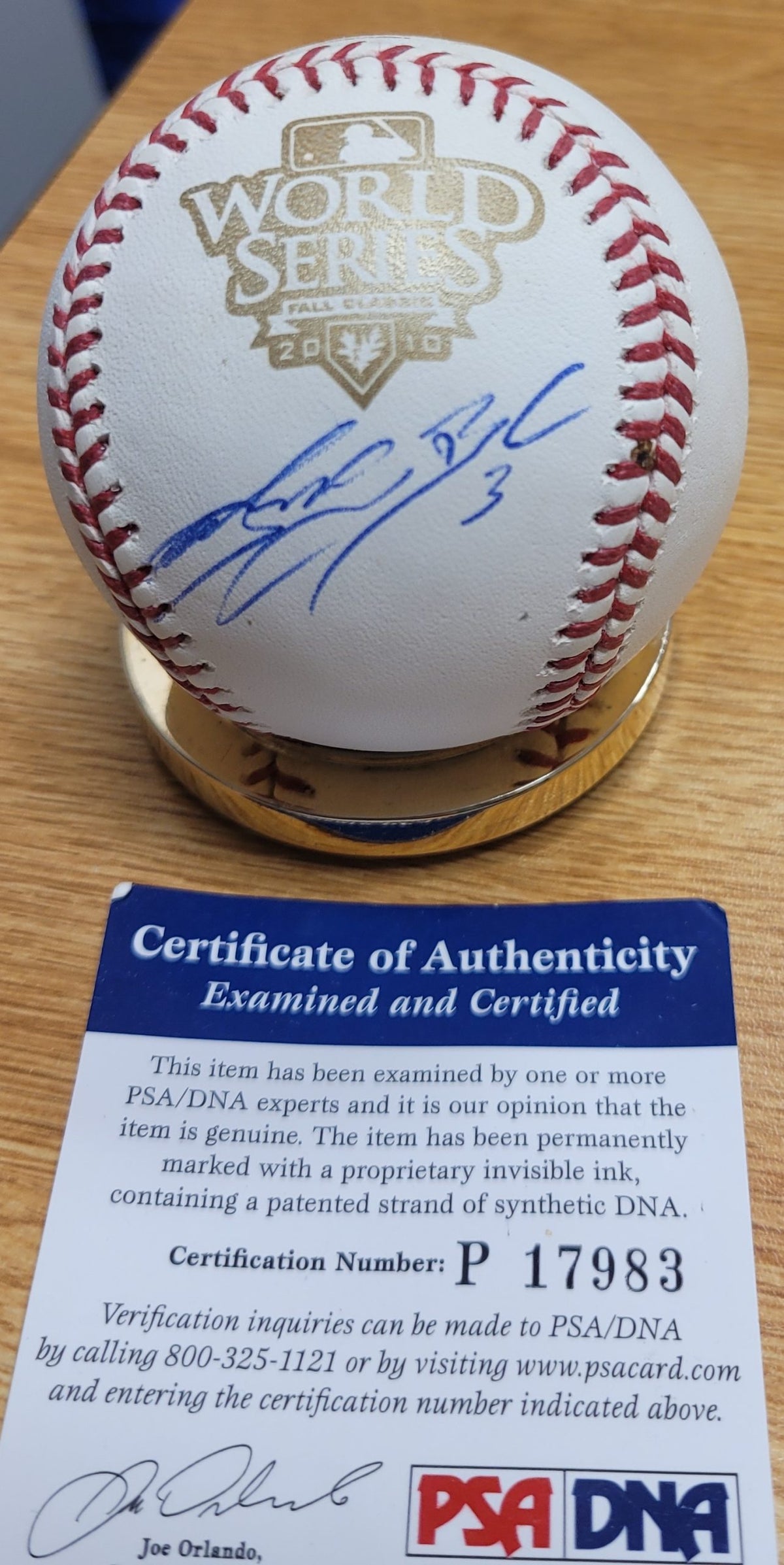 Autographed ANDRES BLANCO Official 2010 World Series Major League Baseball PSA/DNA