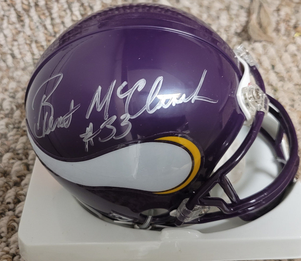 Autographed BRENT MCCLANAHAN Minnesota Vikings Mini Helmet