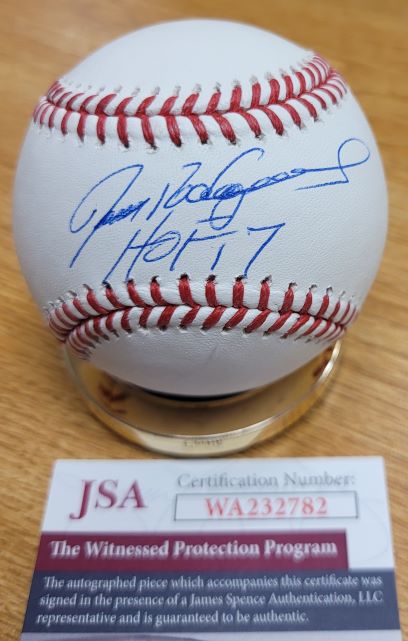 Autographed IVAN RODRIGUEZ "HOF 17" Official Rawlings Major League Baseball JSA Witness
