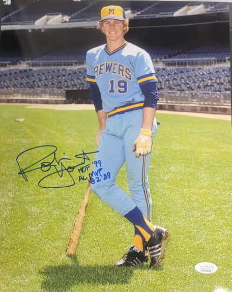 Autographed ROBIN YOUNT "HOF 99, AL MVP 82, 89" Milwaukee Brewers 11X14 photo JSA