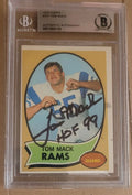 Autographed 1970 Topps Tom Mack Rams Rookie Card #151 BAS Beckett Slabbed