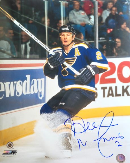 Autographed AL MACINNIS 16X20 St. Louis Blues Photo