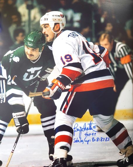 Autographed BRYAN TROTTIER "HOF 97, 4 Cups" 16x20 New York Islanders Photo