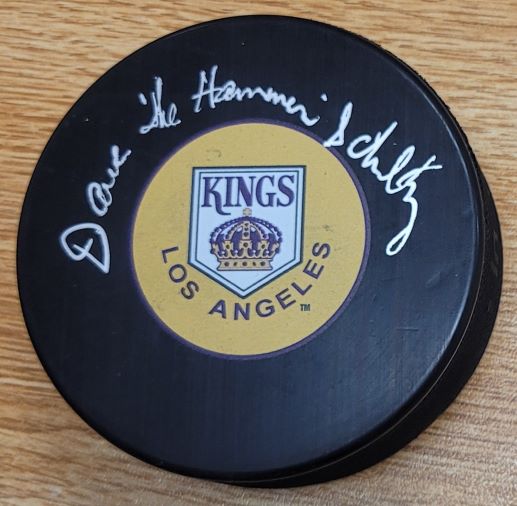 Autographed DAVE SCHULTZ Los Angeles Kings Hockey Puck
