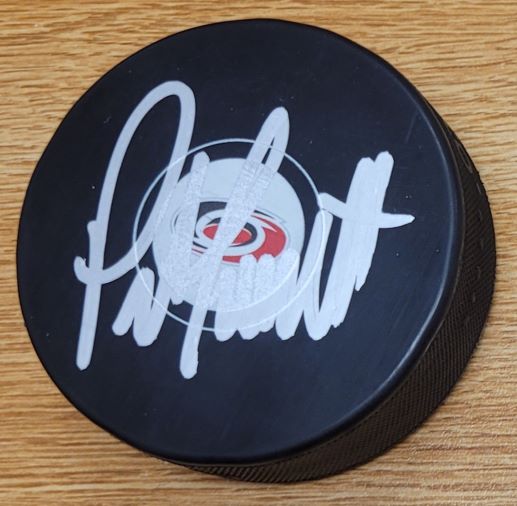 Autographed PETER LAVIOLETTE Carolina Hurricanes Hockey Puck
