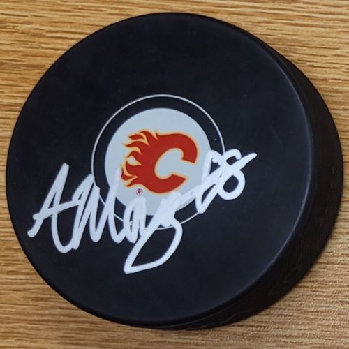 Autographed ANDREW MANGIAPANE Calgary Flames Hockey Puck