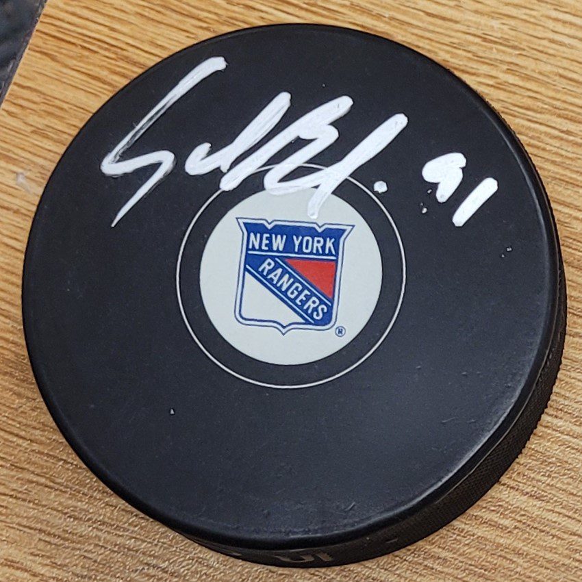 Autographed SAMMY BLAIS New York Rangers Hockey Puck