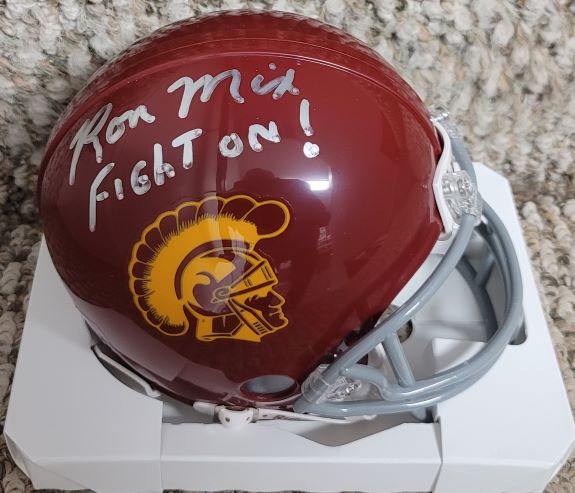 Autographed Ron Mix "Fight On" USC Trojans Mini helmet w/ COA
