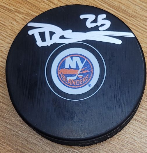 Autographed DEVON TOEWS New York Islanders Hockey Puck