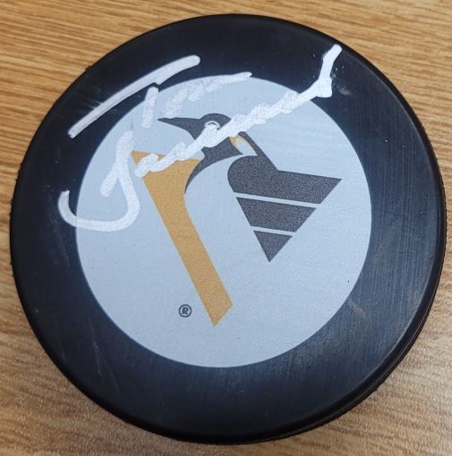 Autographed  TOM BARRASSO Pittsburgh Penguins Hockey Puck
