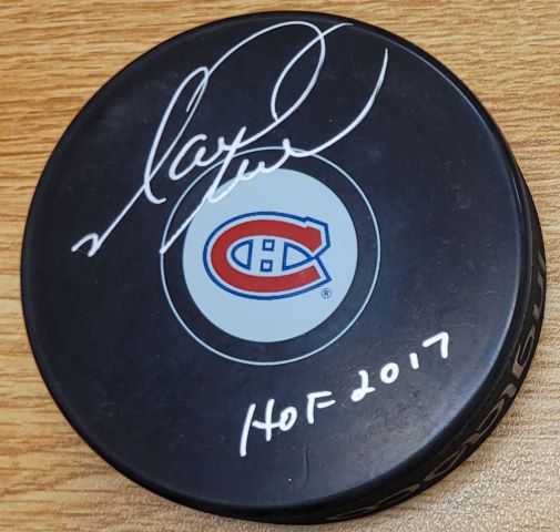 AUTOGRAPHED Mark Recchi "HOF 2017" Montreal Canadiens Hockey Puck