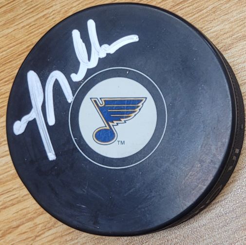 Autographed GREG MILLEN St. Louis Blues Hockey Puck