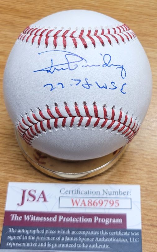 Autographed RON GUIDRY "77-78 WSC" Official Major League Baseball JSA