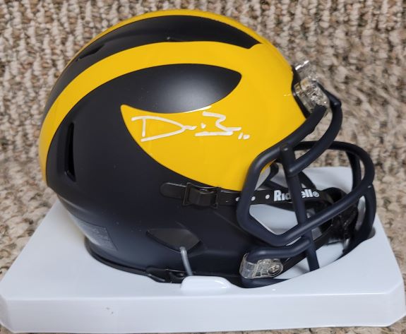 Autographed DEVIN BUSH Michigan Wolverines Speed Mini Helmet with COA