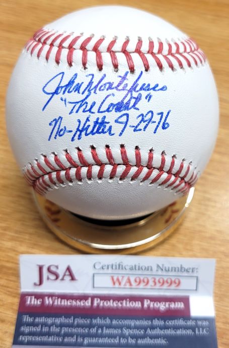 Autographed JOHN MONTEFUSCO "No Hitter 9/29/76" Official Major League Baseball JSA