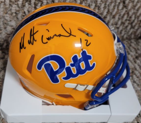 Autographed MATT CAVANAUGH Pitt Panthers Mini Helmet