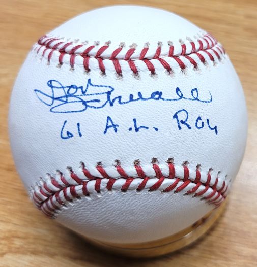 Autographed DON SCHWALL "61 AL ROY" Official Major League Baseball