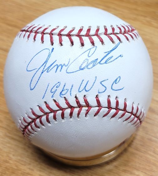 Autographed JIM COATES "1961 WSC" Official Major League Baseball