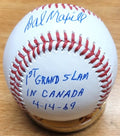 Autographed DAL MAXVILL "1st Grand Slam in Canada"  Official Major League Baseball