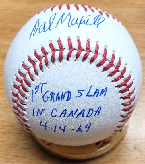 Autographed DAL MAXVILL "1st Grand Slam in Canada"  Official Major League Baseball