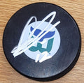 Autographed DEAN EVASON Hartford Whalers Hockey Puck