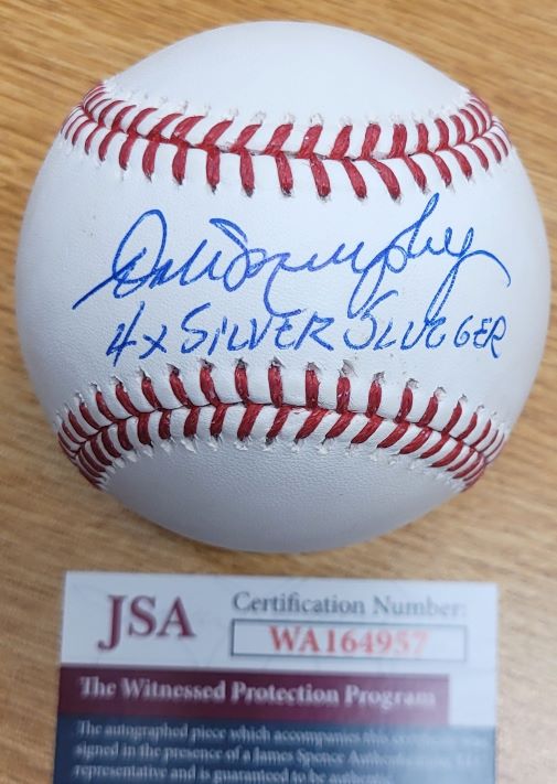 Autographed DALE MURPHY "4X Silver Slugger" Official Rawlings Major League Baseball JSA Witness