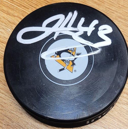 Autographed JANSEN HARKINS Pittsburgh Penguins Hockey Puck