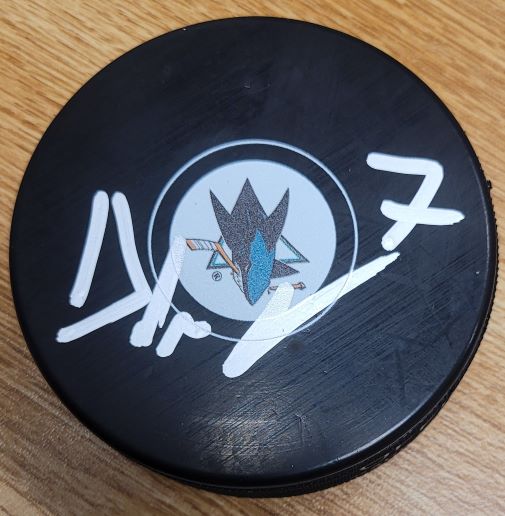 Autographed DYLAN GAMBRELL San Jose Sharks Hockey Puck