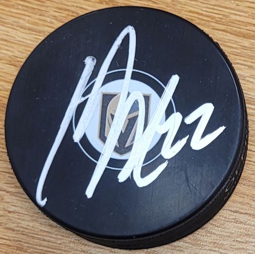 Autographed MICHAEL AMADIO Vegas Golden Knights Hockey Puck