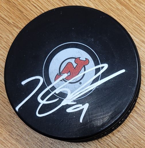 Autographed KYLE PALMIERI New Jersey Devils Hockey Puck