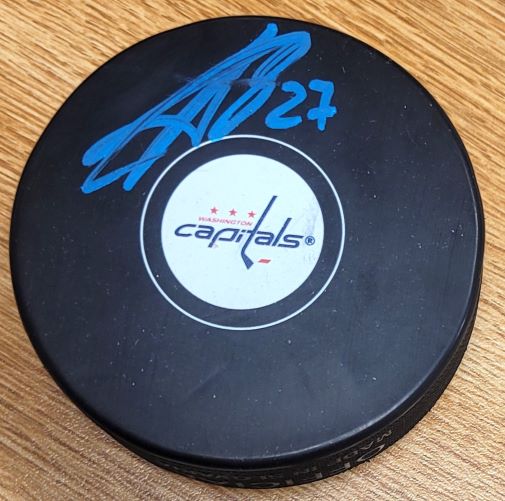 AUTOGRAPHED ALEX ALEXEYEV Washington Capitals Hockey Puck