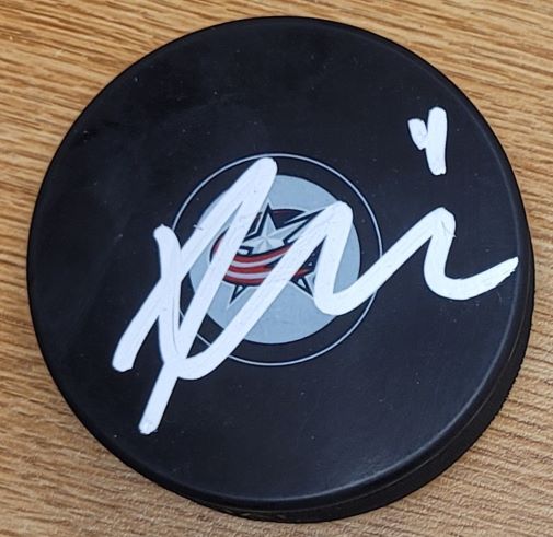 Autographed ADAM FANTILLI Columbus Blue Jackets Hockey Puck