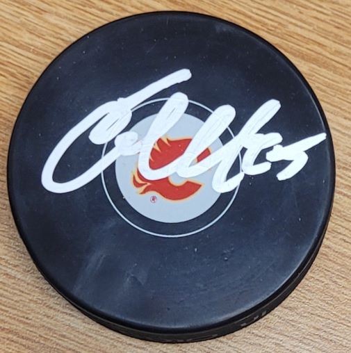 Autographed JACOB MARKSTROM Calgary Flames Hockey Puck