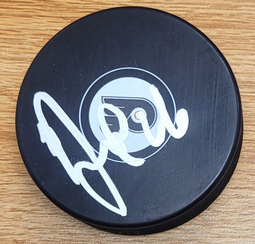 Autographed ROB ZETTLER Philadelphia Flyers Hockey Puck
